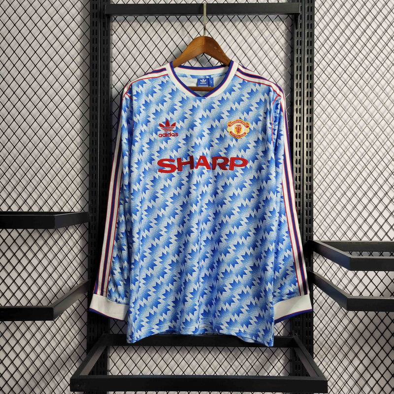 Camisa Retrô Manga Comprida Manchester United 1991-92 Away