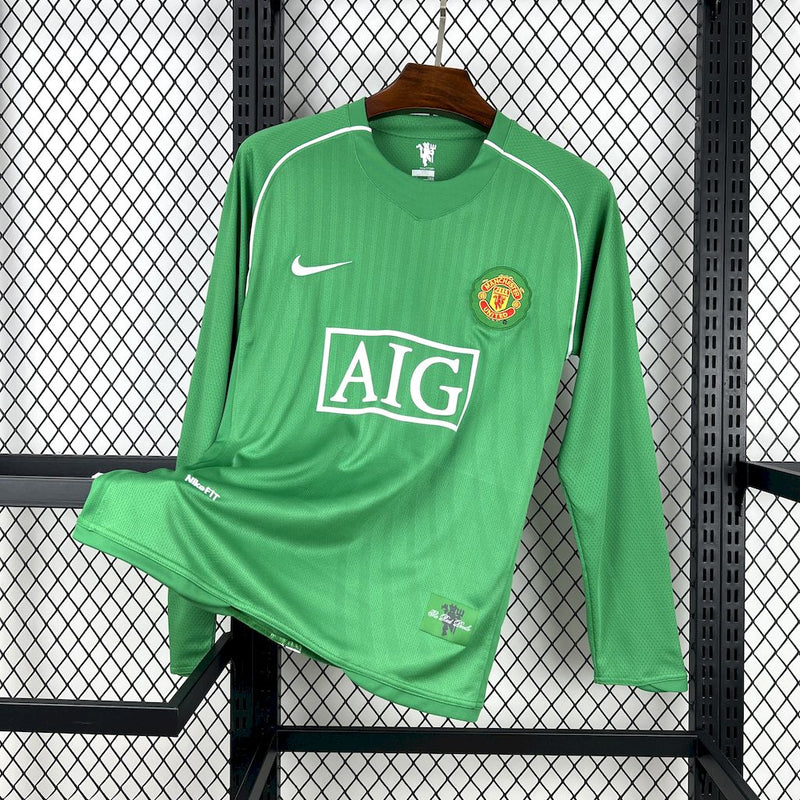 Camisa Retrô  Manga Comprida Manchester United 2007-08 Goleiro