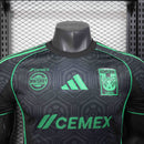 Camisa Tigres UANL 2025-26 Away Preta Versão Jogador